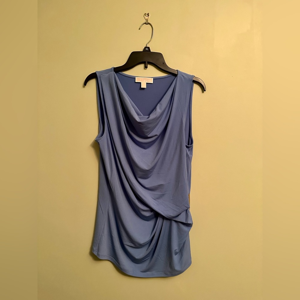 NWOT Michael Kors sleeveless cowl neck top. Color is a blue gray.